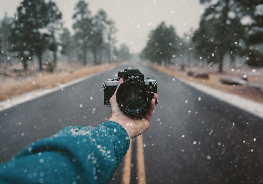 Taking photos in snow