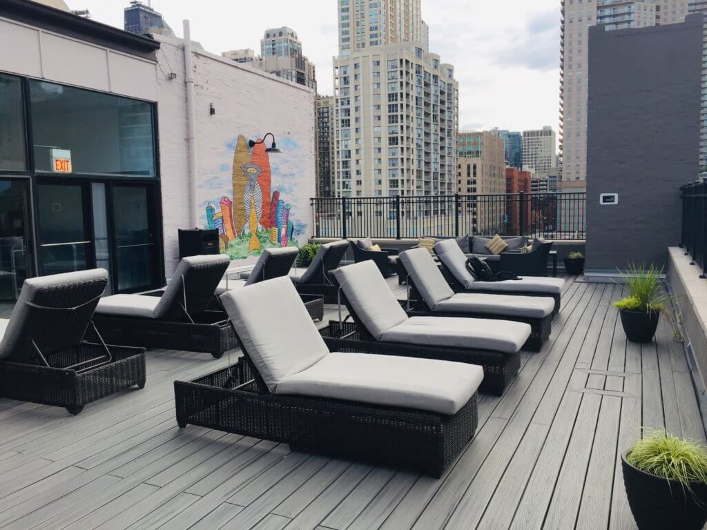 Chicago 3 day itinerary featured by top US family travel blog, Travel with a Plan: image of Chicago Best Western rooftop deck