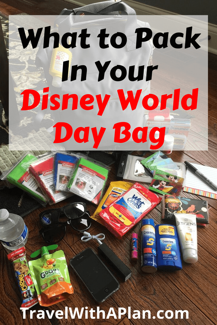 Click here for your Disney Packing Checklist to pack the perfectly stocked Disney day bag! This Disney day bag packing checklist will uncover Disney World essentials that you need to have on hand when touring the parks. Tip from top U.S. family travel blog, Travel With A Plan! #mustbringtodisneyworld #bestdaybag #Disneydaybag #Disneyparkbagchecklist #DisneyWorldessentials #Disneypackingtips #Disneyworldchecklist#themeparkdaybag #Disneyparkbag #disneyworldpackinglist #travelwithaplan #disneybag