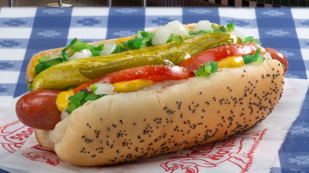 Top U.S. family travel blog, Travel With A Plan, features the best Chicago Food Tours for families! | Chicago Food Tours:  Which One is Best For Families & Kids by popular family travel blog, Travel With a Plan: image of a Navy Pier hot dog. 