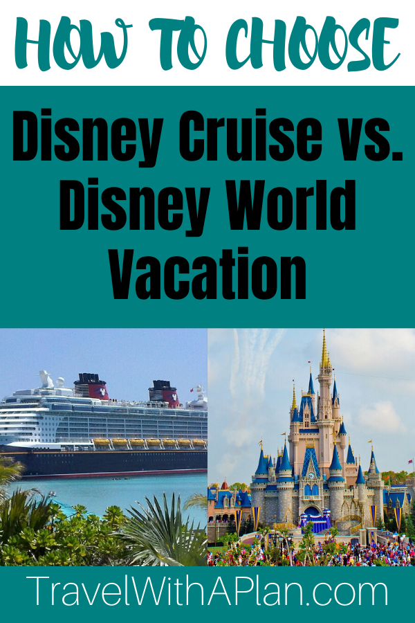 Get all of the details on how to choose between a Disney Crurise vs. Disney World vacation!  Explore the differences of each and the rationale why Top U.S. family travel blog Travel With A Plan feels that a Disney Cruise ROCKS!  #disneycruisevsdisneyworld #disneyworldvsdisneycruise#disneyvacationplanning#disneycruisetips#disneyworldtips