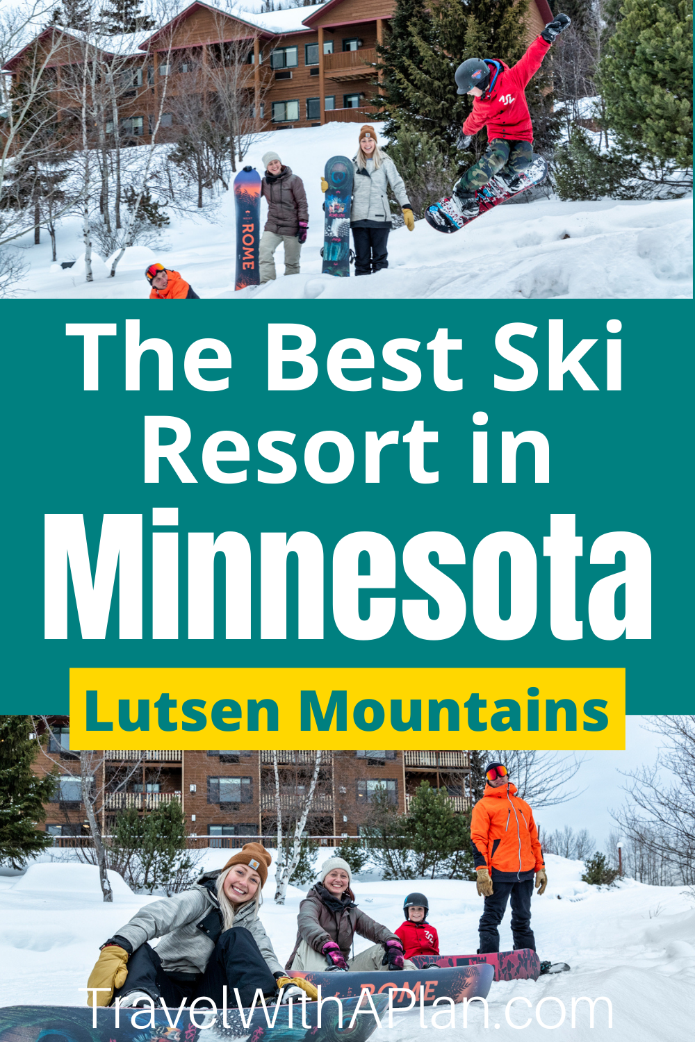 Looking for the best Midwest USA downshill skiing?  Lutsen Mountains Ski Resort is by far the best skiing in Minnesota and will become your family favorite!  Learn all about Lutsen and what to expect from Top U.S. travel blog, Travel With A Plan.  #skiinginMinnesota #Lutsen #Minnesotaskiing #snowboardinginMinnesota #winteractivities #bestplacestoski