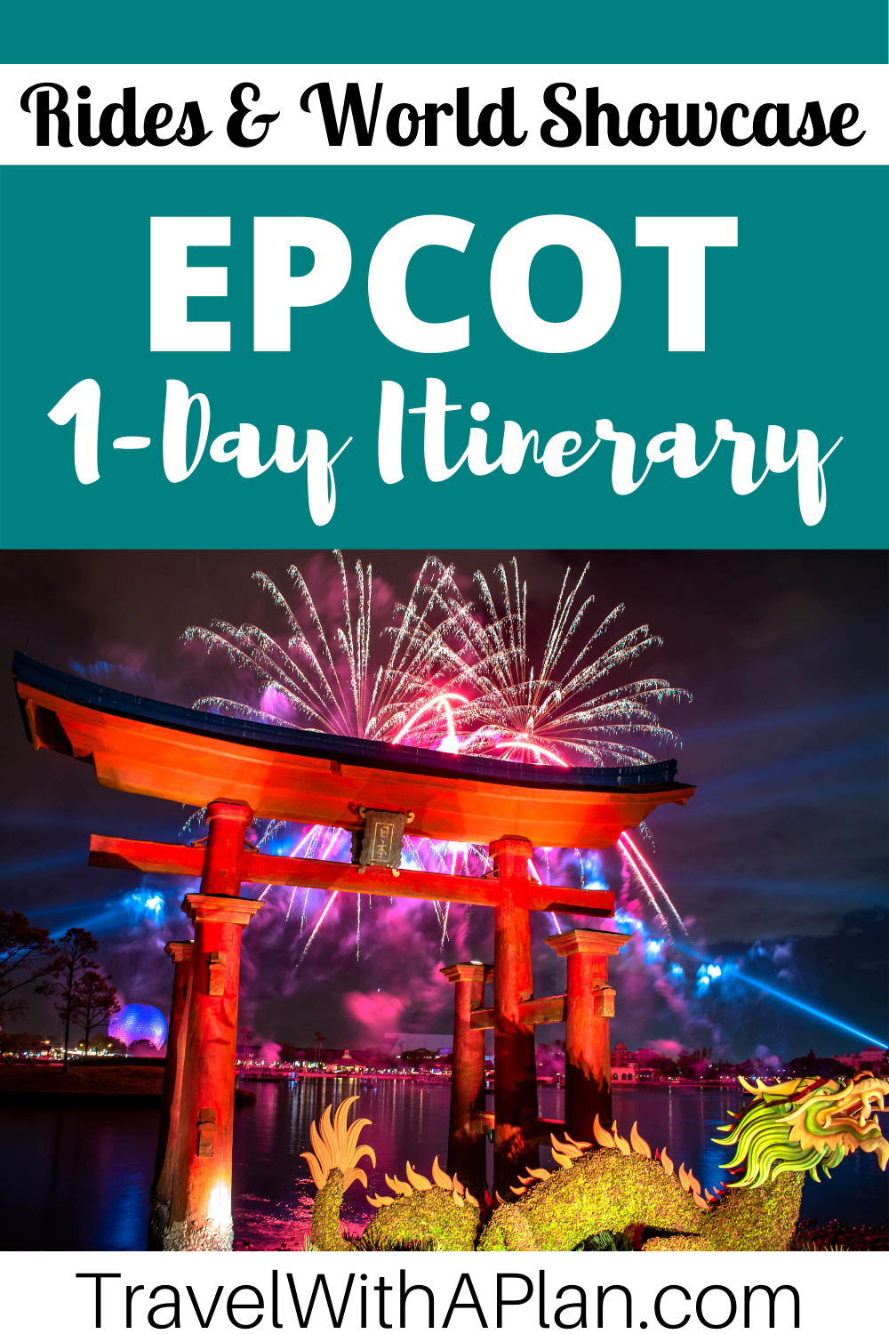 Click here for an epic 1-Day Epcot Touring Plan to help you maximize your time at Epcot, from Top US Family Travel Blog, Travel With A Plan!  #Disney #Epcot