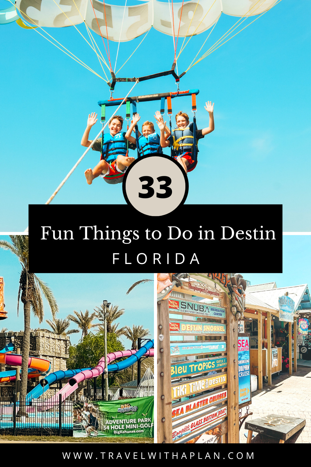 Check out our list of fun things to do in Destin with kids while on vacation!  This Florida vacation is packed with fun things to do both outdoors, and indoors when it's raining or cold.  Start planning your Destin family vacation here!  #familytravel #Florida #Destin